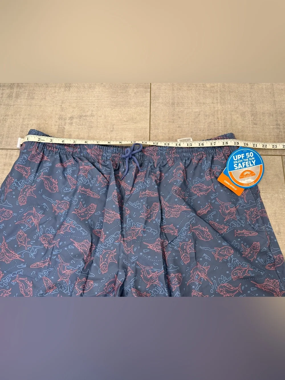 Columbia PFG Rambler Water Shorts Blue Fish Print Swim Trunks Vacation Mens XL